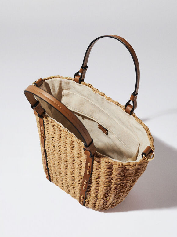 Bolsa de palha com pingente - Bege