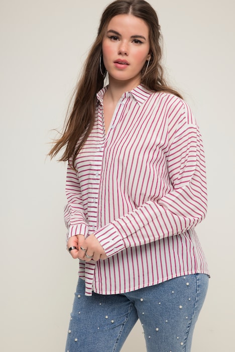 Hemd, Loose Shape, Streifenmix, Hemdkragen, Langarm