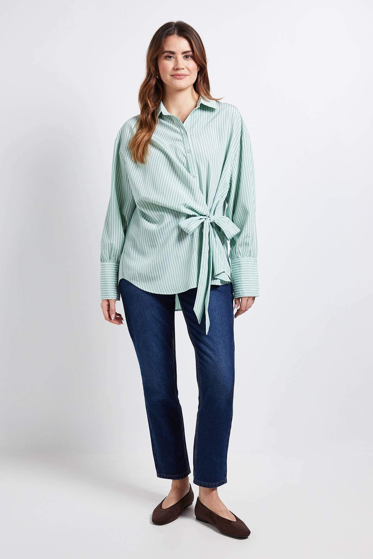 Wallis Chemise à Rayures avec Lien Latéral