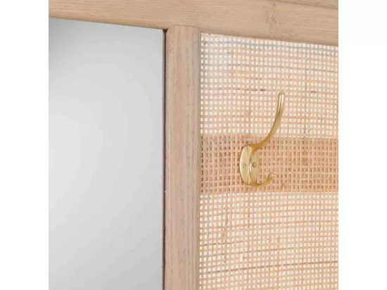 Mobilier d'entrée en bois et grille marron 90x8x181h-90x39x46h