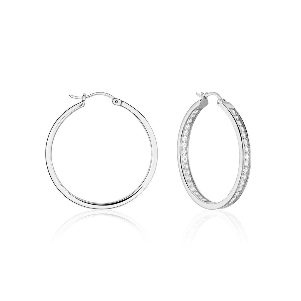 Créoles Django Argent Blanc Oxyde De Zirconium