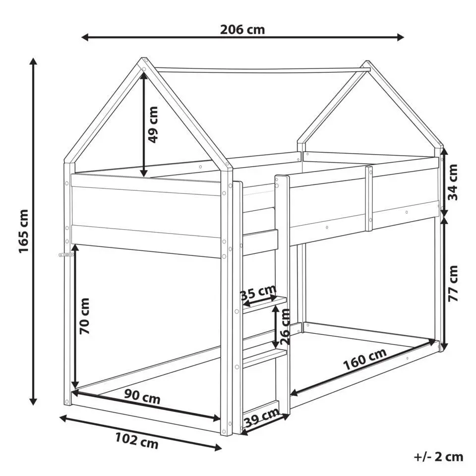 DIENNE - Kinderbed - Wit - 90 x 200 cm - Dennenhout