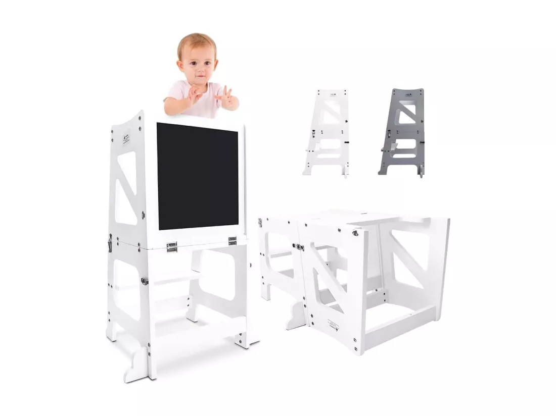 Tour d'observation/apprentissage enfant en bois, avec Planche à dessin Magnétique, 42x45x86CM