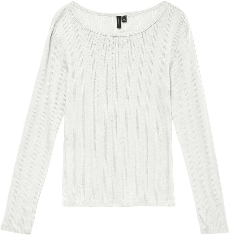 Vero Moda VMLISA POINTELLE LS TOP JRS NOOS Snow white