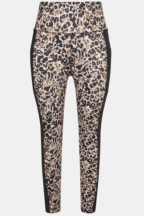 Sport-Leggings, Leomuster, schnelltrocknend, recycelt