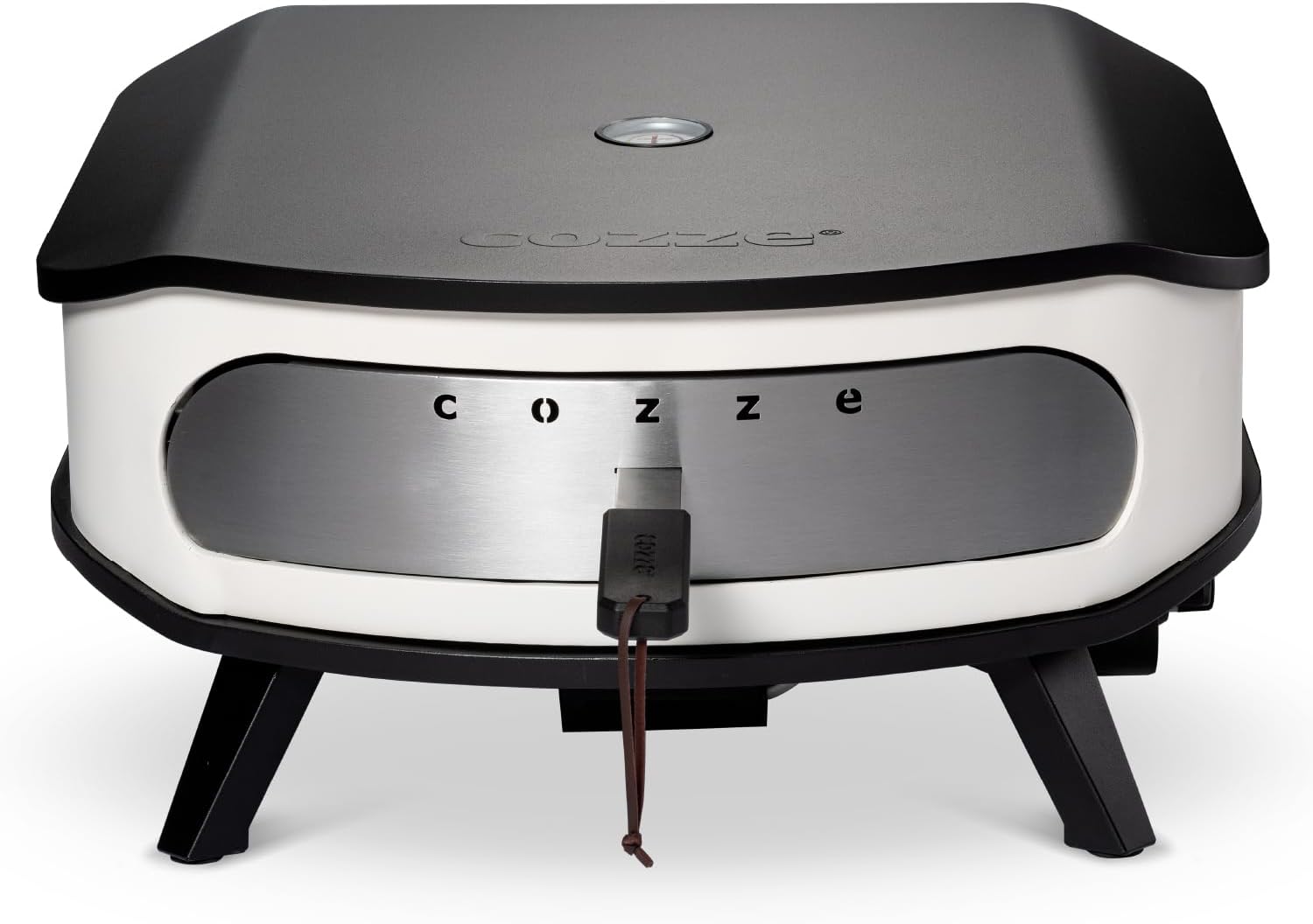 cozze® 17' Pizzaofen mit rotierendem Pizzastein | LED & Tür | 6,0 kW Gasofen 50 mbar | inkl. Regler & 1,1 m Gasschlauch | Ø42,5 cm Stein | Outdoor Pizzaofen | Perfekt für knusprige Pizzen