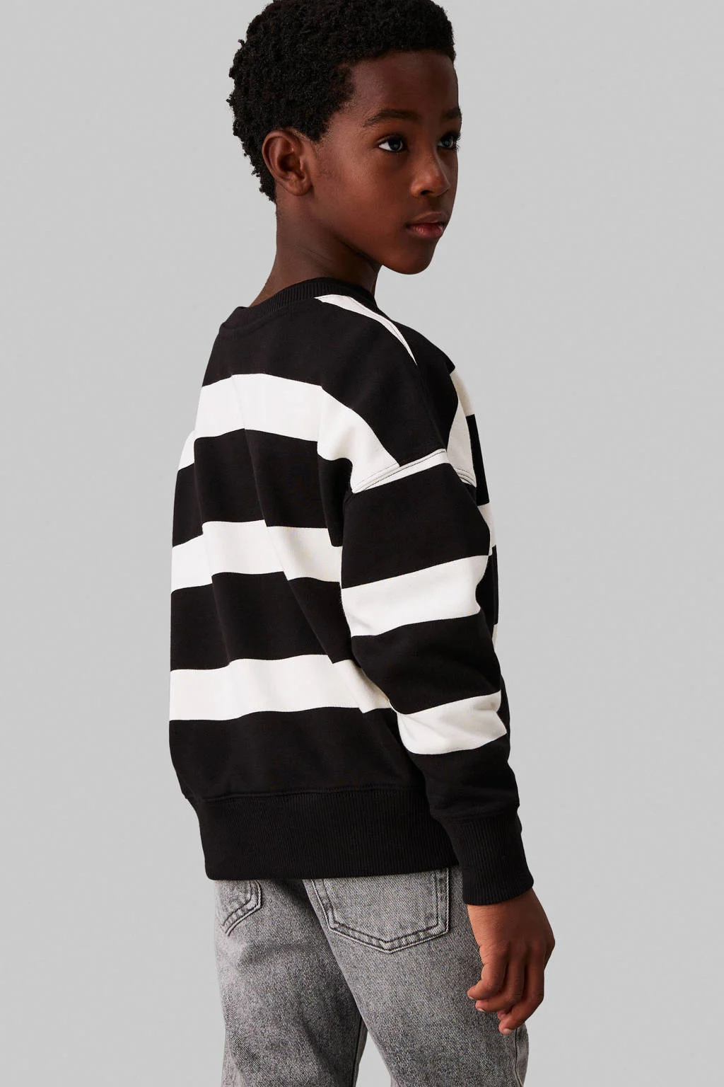 Calvin Klein gestreepte sweater zwart/ivoor