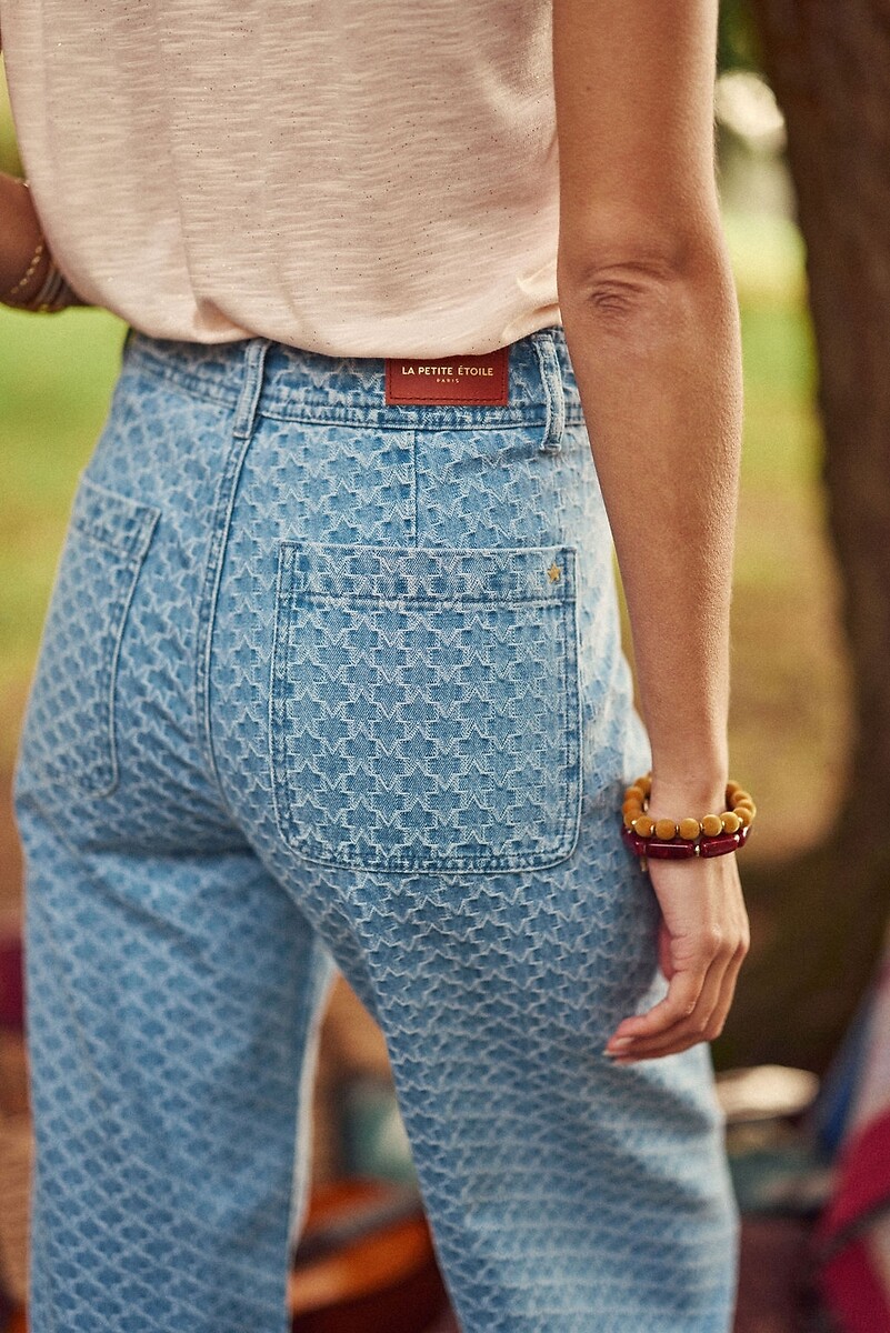 LA PETITE ETOILE<br>Calça jeans de perna larga com estampa PAPHOS