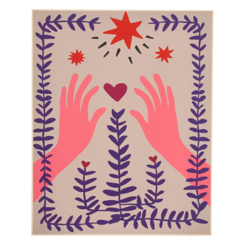 muurdecoratie hand roze FSC Mix - l40xb50xh3cm