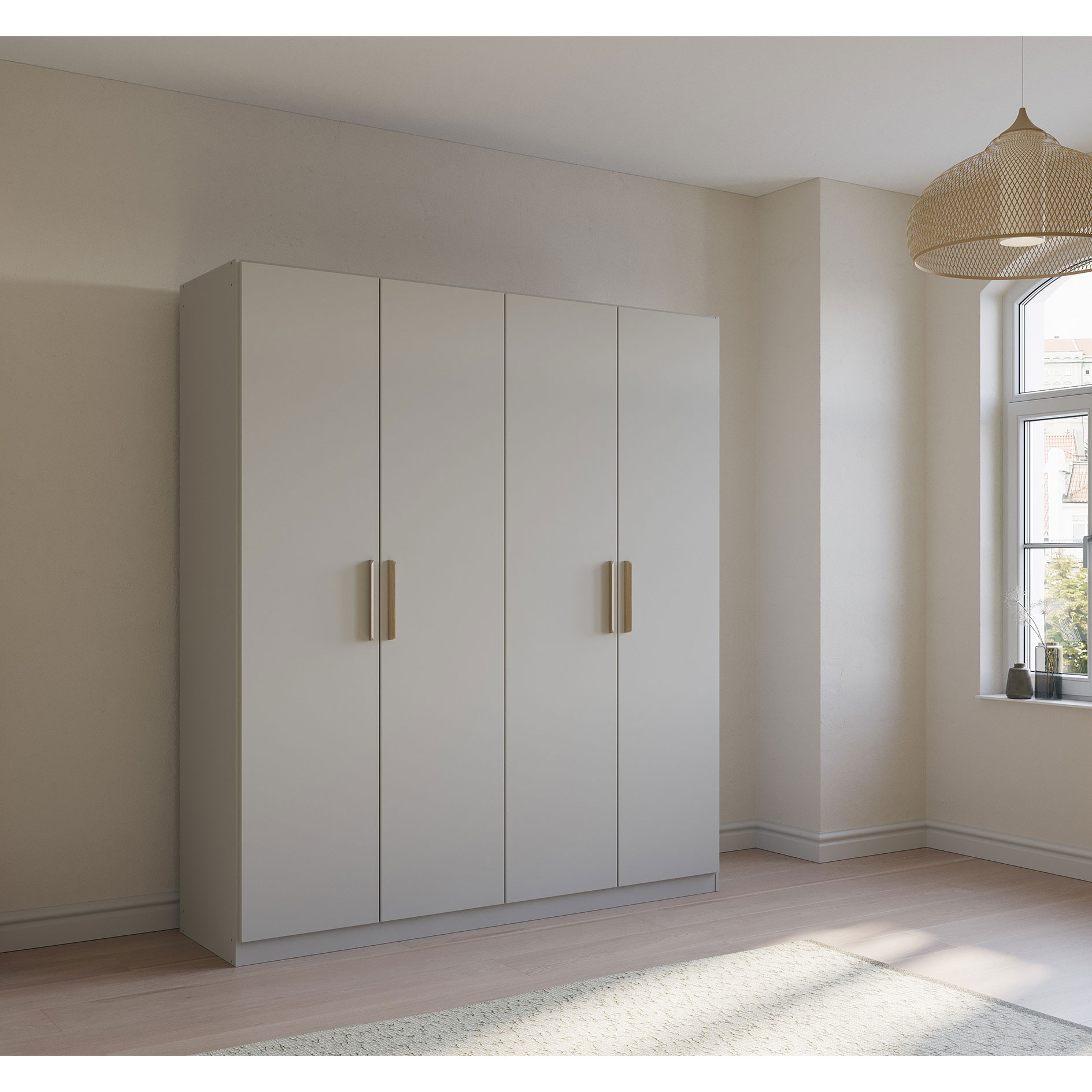 Drehtürenschrank - seidengrau - 4 Türen - 181 cm
