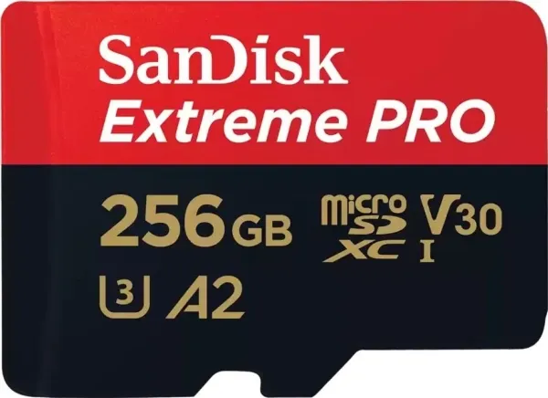 SanDisk Extreme Pro - Flashhukommelseskort (microSDXC til SD adapter inkluderet) - 256 GB - A2 / Video Class V30 / UHS-I U3 / Class10 - microSDXC UHS-I
