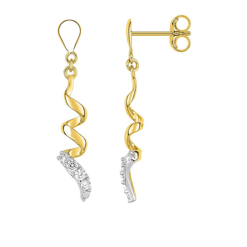 Boucles d'oreilles femme pendantes - Oxyde de zirconium - Or 18 Carats