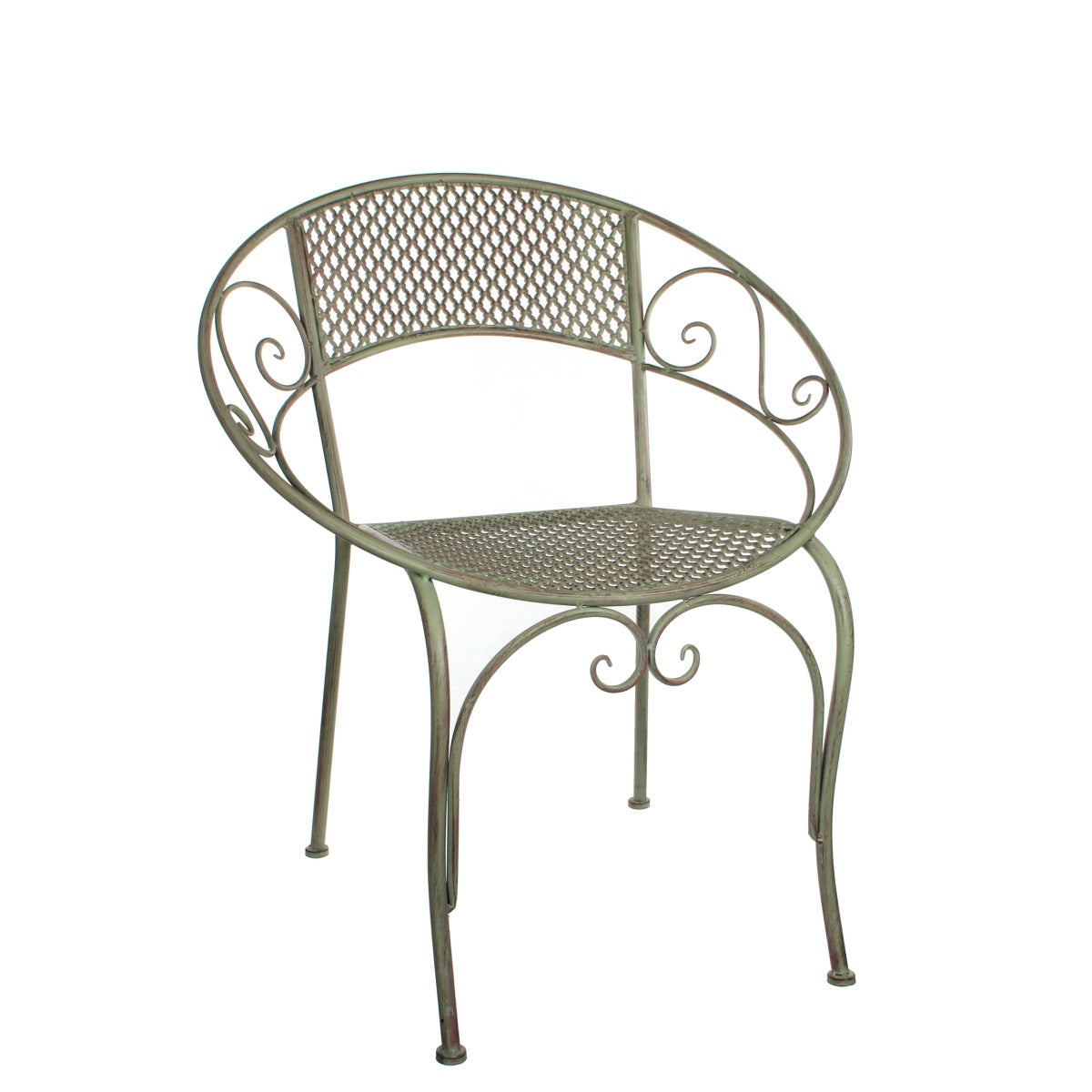 Mica decorations chaise de salle à manger provence - 65x57x46 cm - le fer - vert