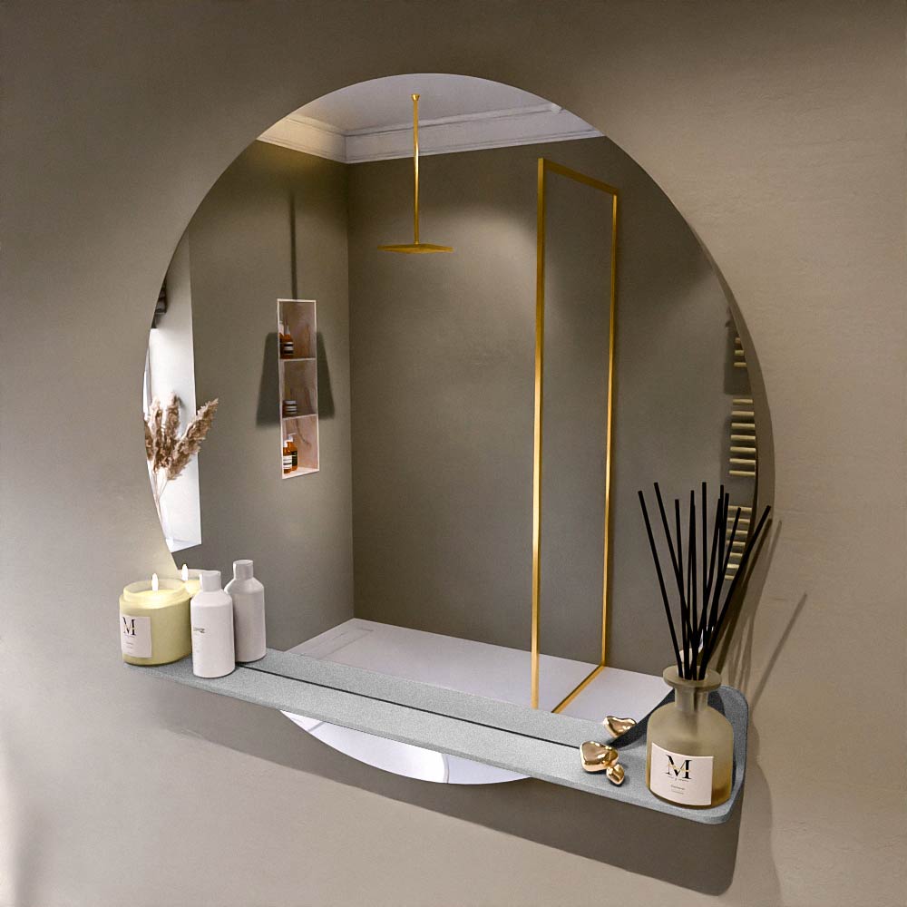 SHOWMODEL: Mondiaz Spot spiegel rond Ø100cm met planchet plata