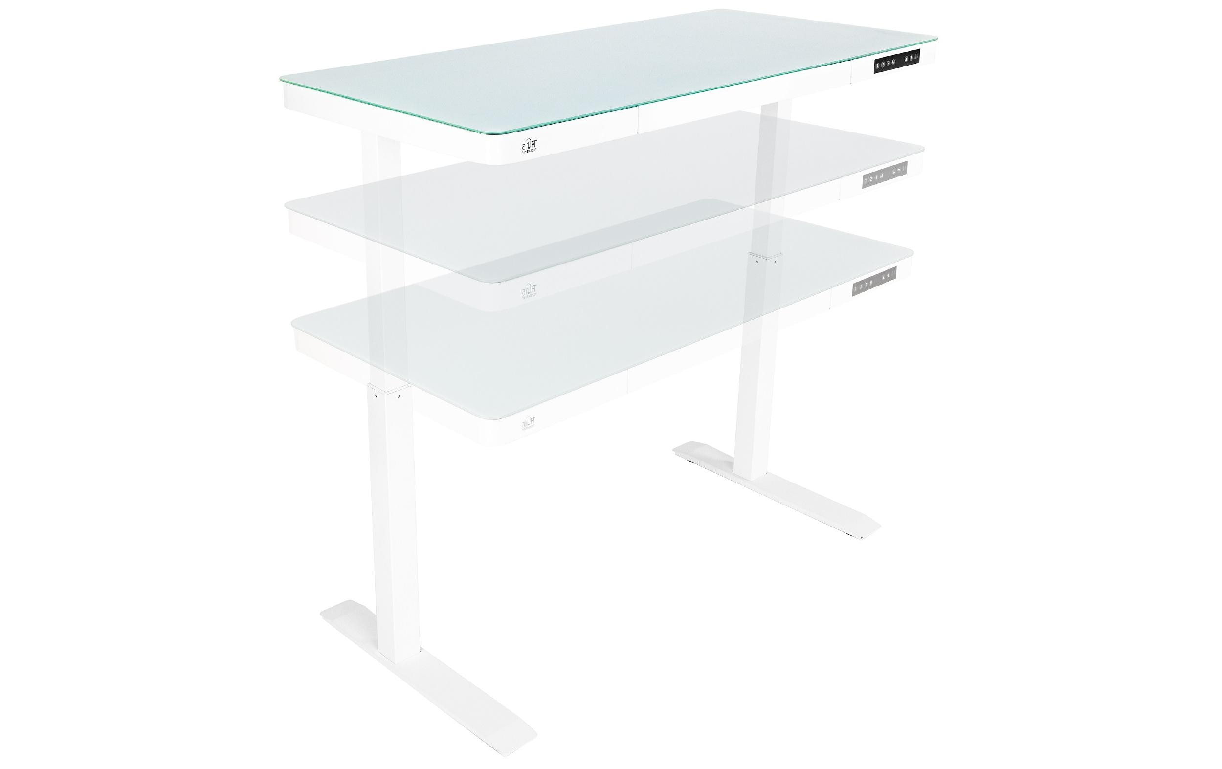 Stehtisch Airlift 1.2 x 0.6 m, Weiss<br>Tischgestell mit Glasplatte