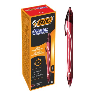 Bic Gelocity QuickDry - Pack de 12 rollers - 0,7 mm - rouge