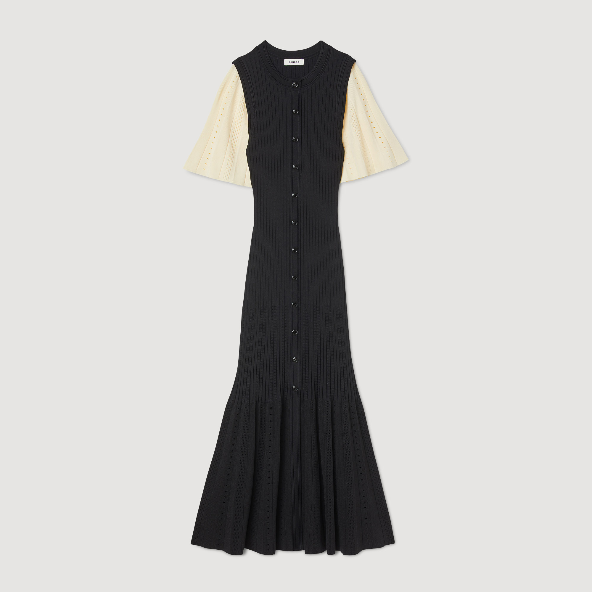 Robe midi en maille bicolore