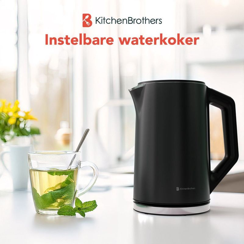 KitchenBrothers - KB1004071 - Waterkoker - Zwart - 1,5L - 2200W
