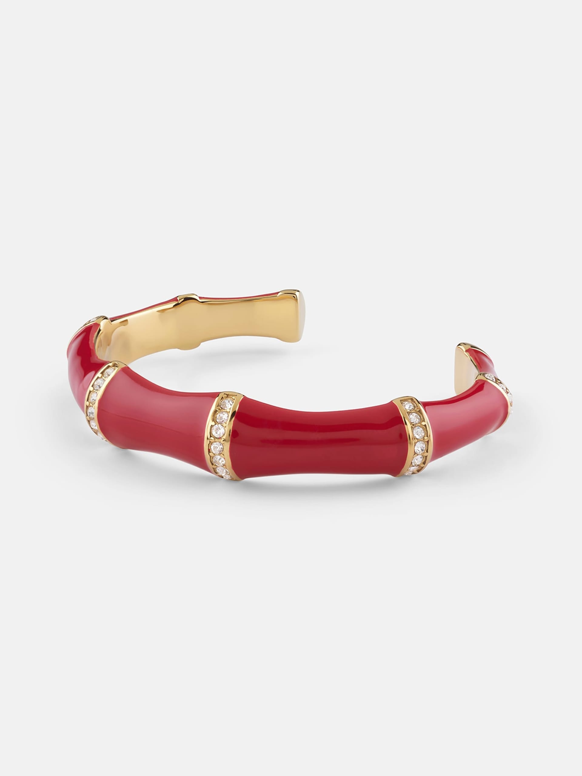 Bracelete de bambu dourado e vermelho