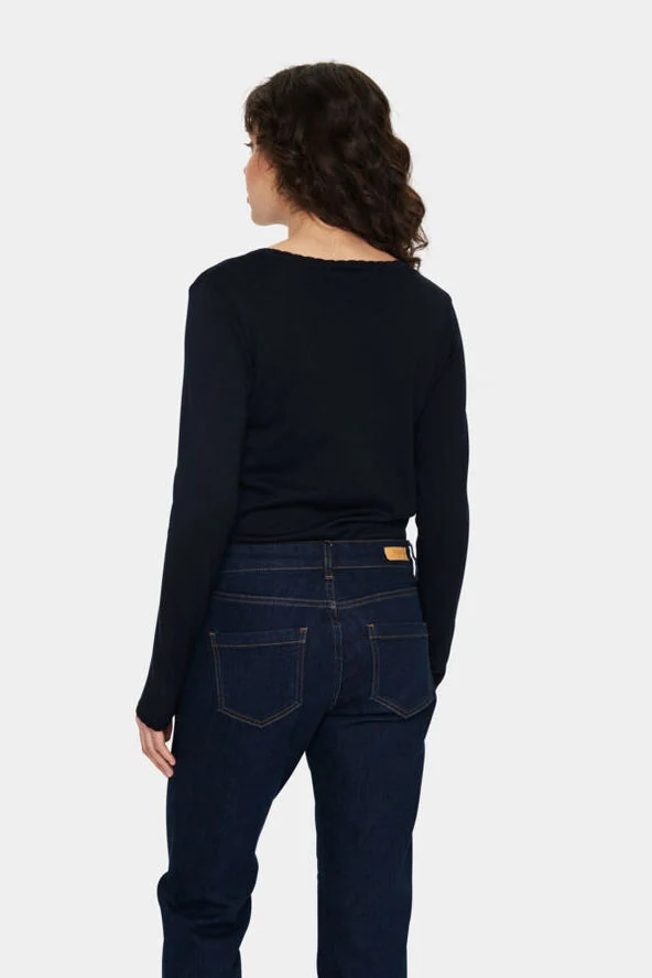 Saint Tropez MilaSZ LS V-Neck Pullover Night sky