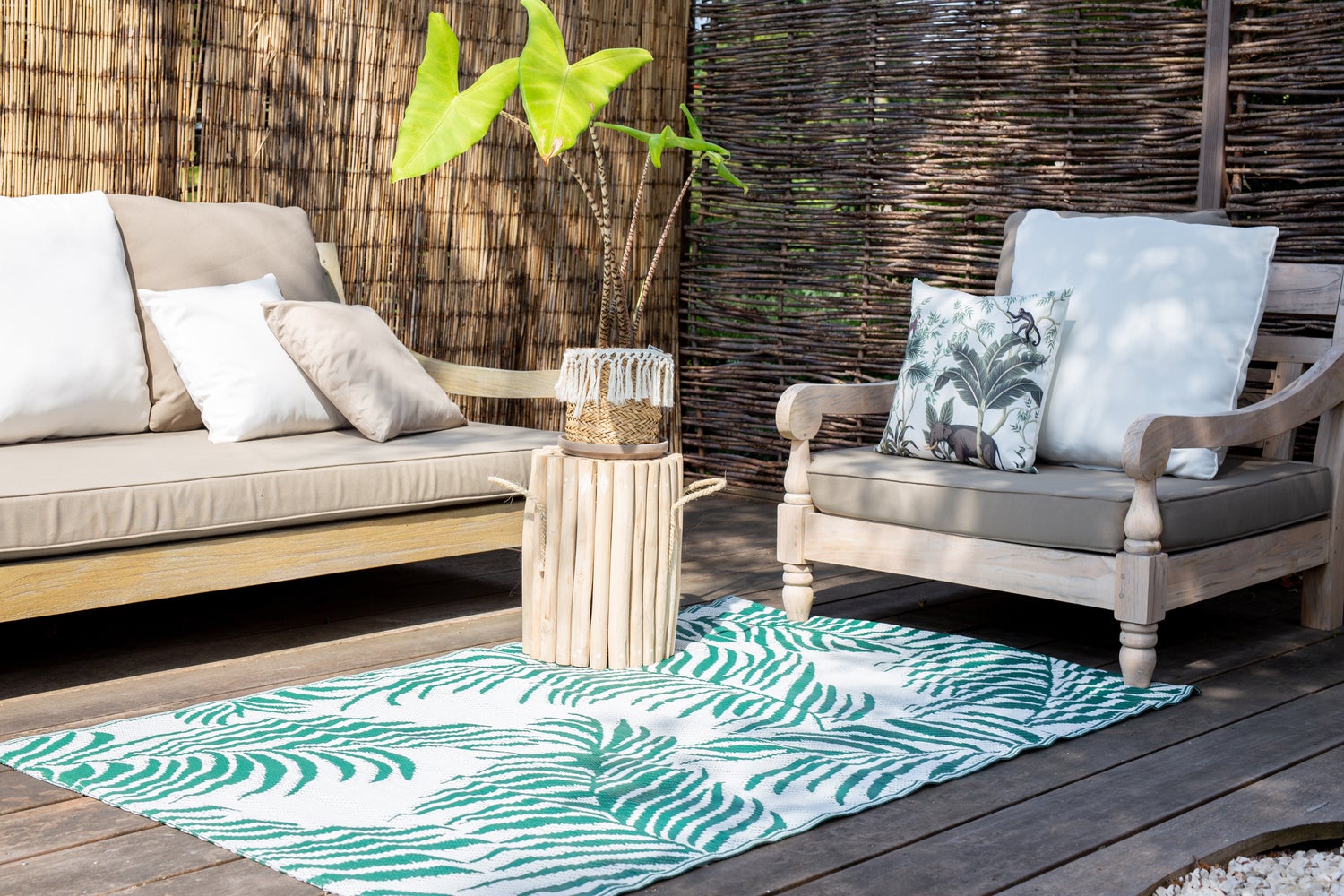Buitenkleed groen / wit 180 x 118 x 0,03 cm