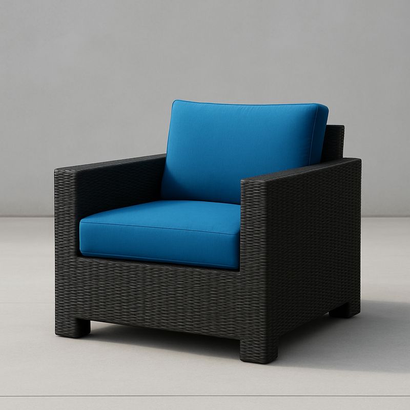 Gartenstuhl Polyethylen Schwarz mit Schaumstoffpolstern Blau 85 cm