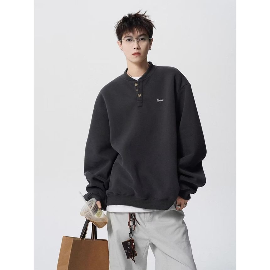 Ateso - Henley Letter Geborduurd Sweatshirt