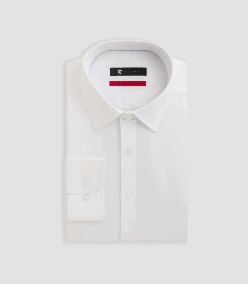 Chemise satin stretch blanc 