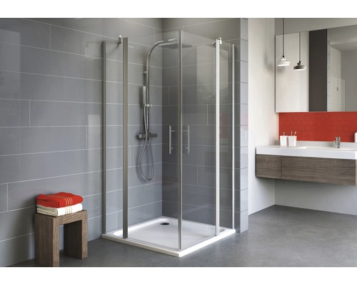 Hoekinstap Schulte Alexa Style 2.0 80x80 cm helder glasprofiel kleur aluminium