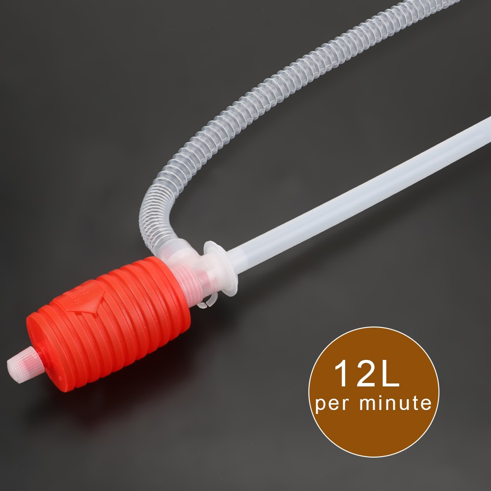 Manuelle KFZ Wasserpumpe Flüssigkeiten Siphon Umfüllpumpe für Benzin / Öl - Transparent / Rot