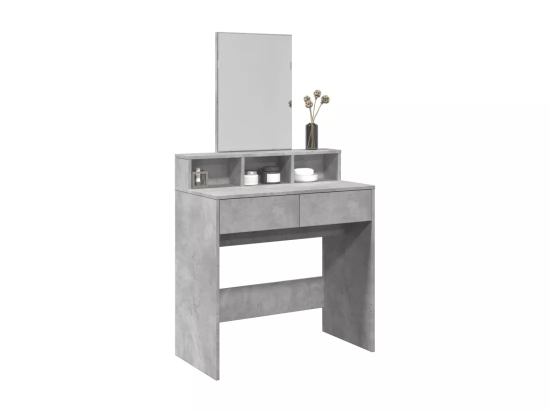 Coiffeuse avec miroir gris béton 80x41x144,5 cm