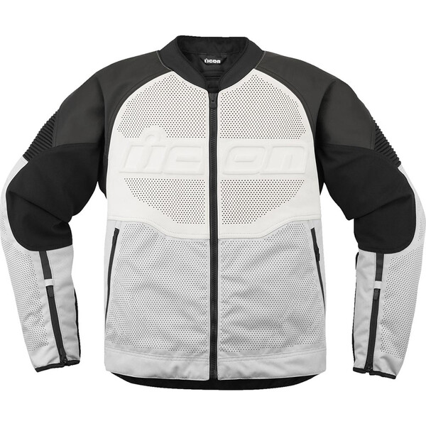 Icon - Blouson Overlord3™ Leather Blanc / Noir