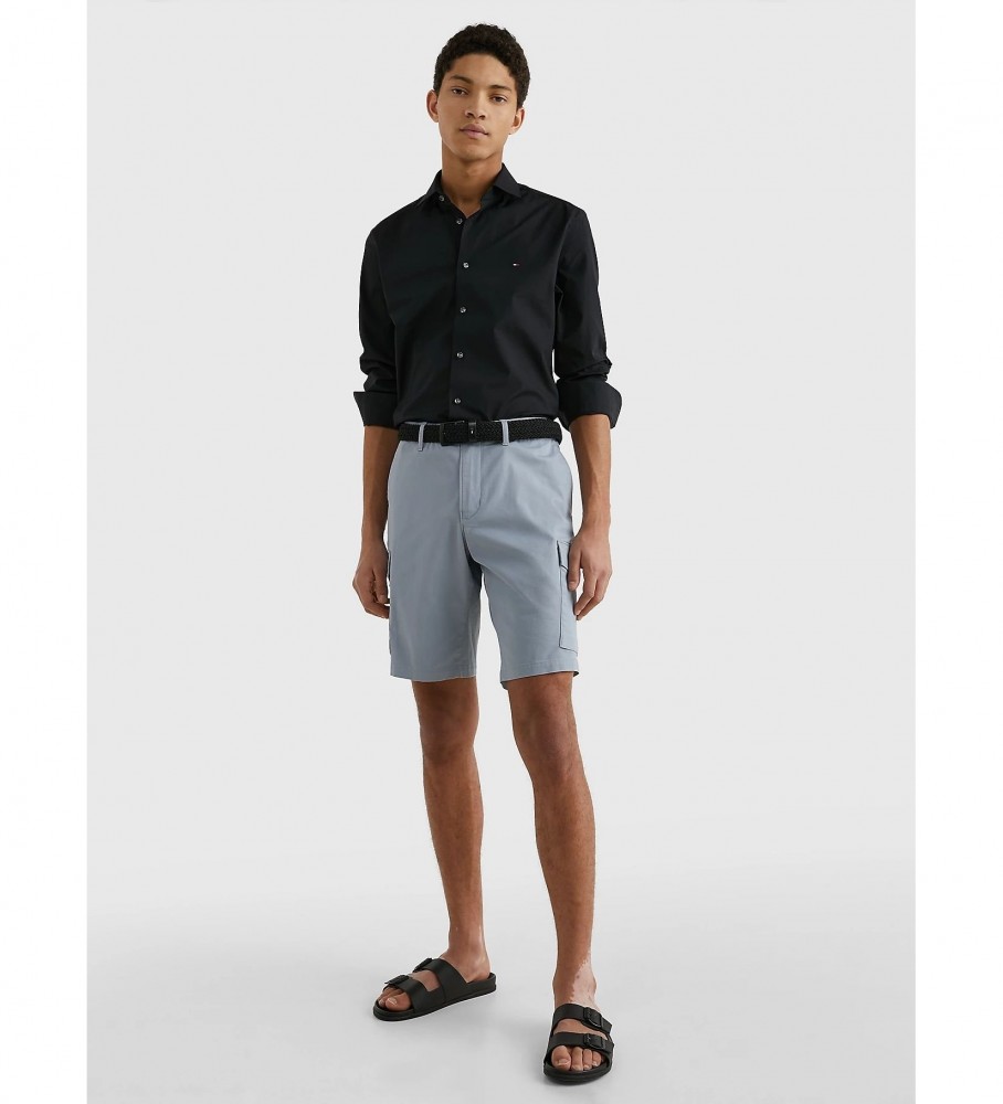 Camisa Tommy Hilfiger TH Flex preta de popeline