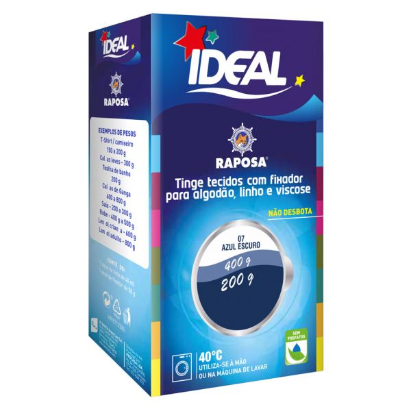 Ideal Tingimento de Roupa Raposa Nº. 7 Azul Escuro 1 Dose Tinta 40 ml   1 Dose Fixador de 50g
