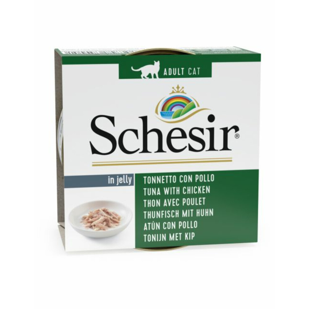 14x Schesir Kattenvoer Tonijn en Kip in Gelei85 gr