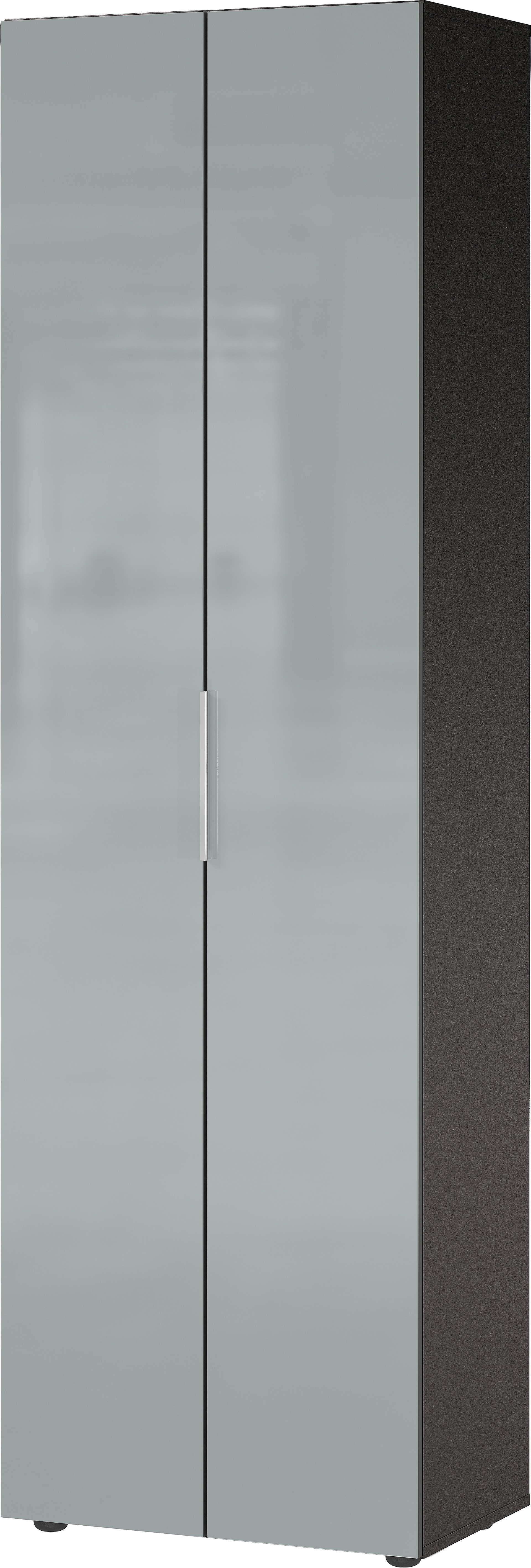 Garderobenschrank LEVIN 59 x 197 cm Glasfront Silbergrau/Graphit