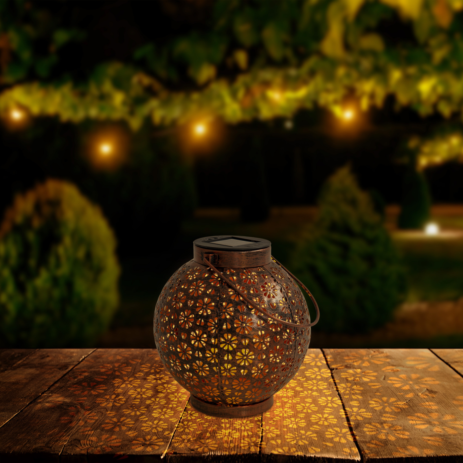 2er-Set LED-Deko-Solarleuchte - bronze - Metall