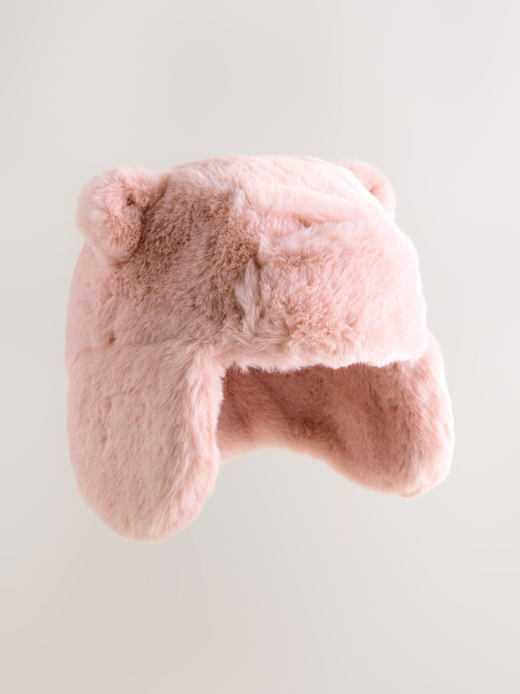 Pink Faux Fur Bear - Baby pilotenmuts (0mnd -2jr)