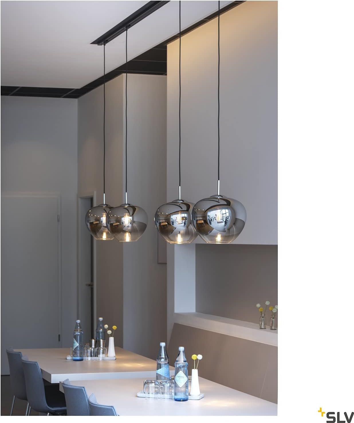SLV PANTILO Convex 29, Indoor Pendelleuchte E27 Chrom, 1003443, 29 cm ø
