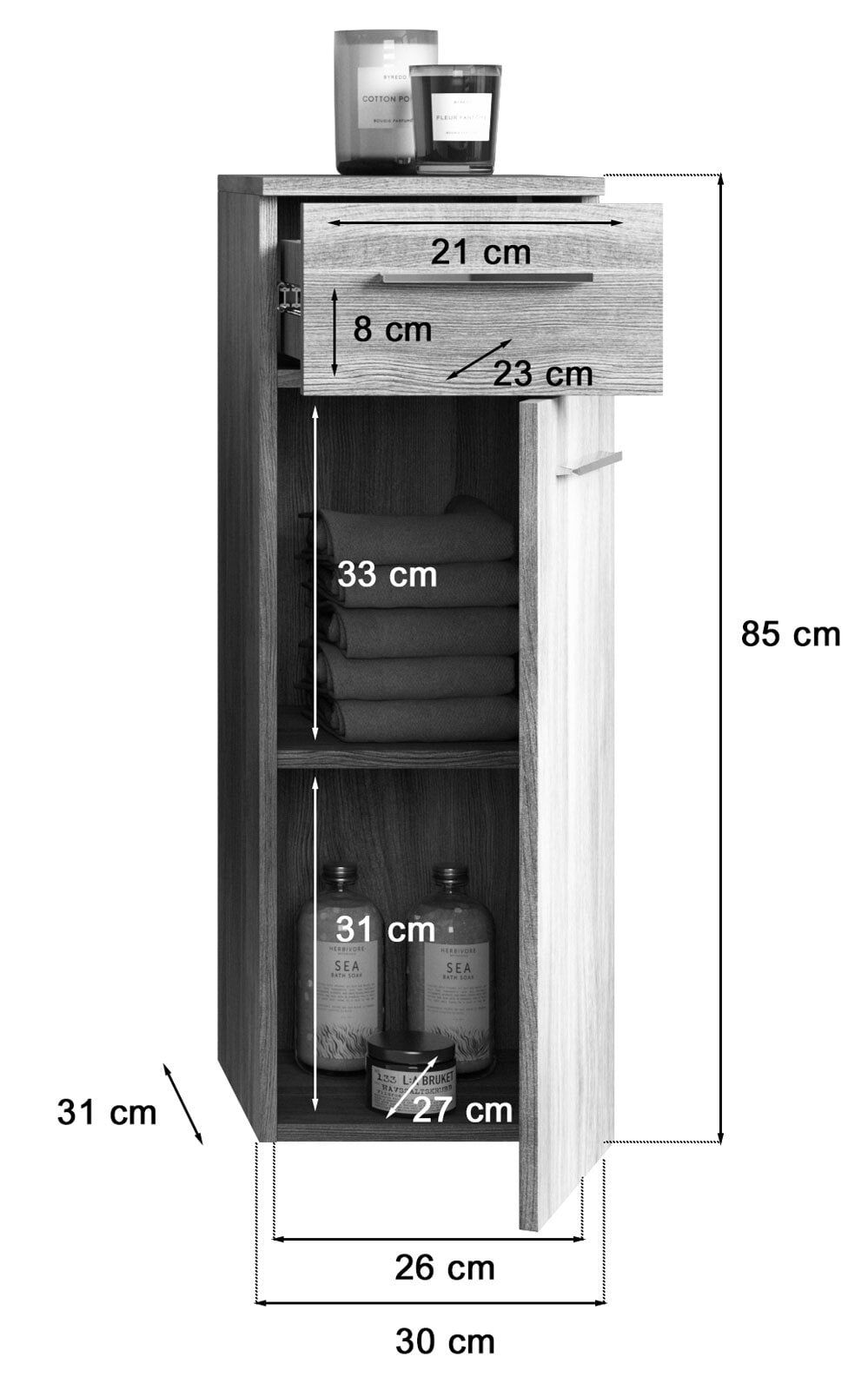 Hängeunterschrank York Rauchsilber grau 30x85x31 cm