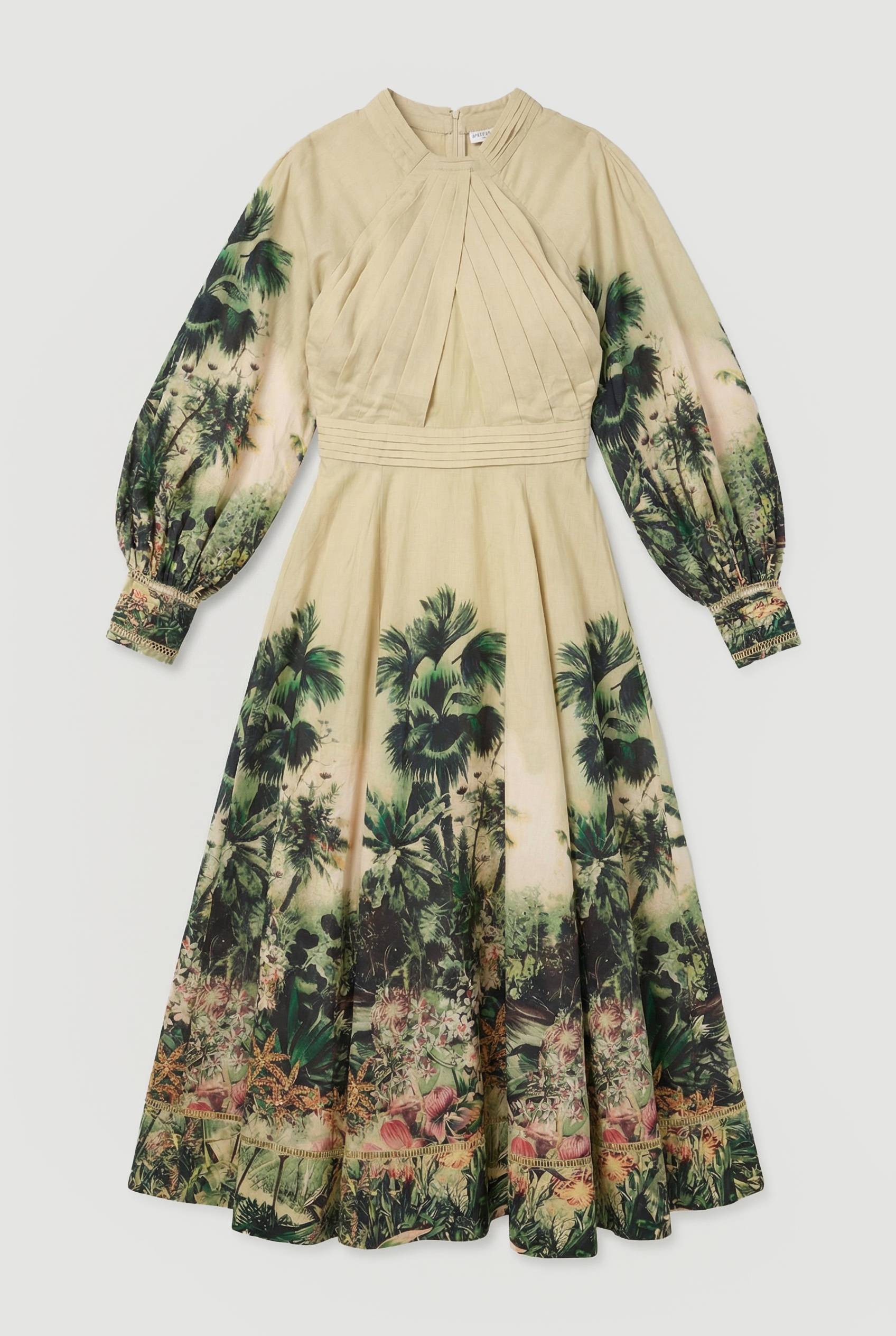 KarenMillen Robe Longue Tissée À Imprimé Botanique Et Manches Ballon