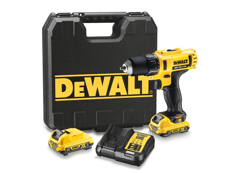 DEWALT Akku-Bohrschrauber 10.8 V DCD710D2 2 x 2 Ah Akku Handlicher Akku-Bohrschrauber mit 2 Li-Ion Akku