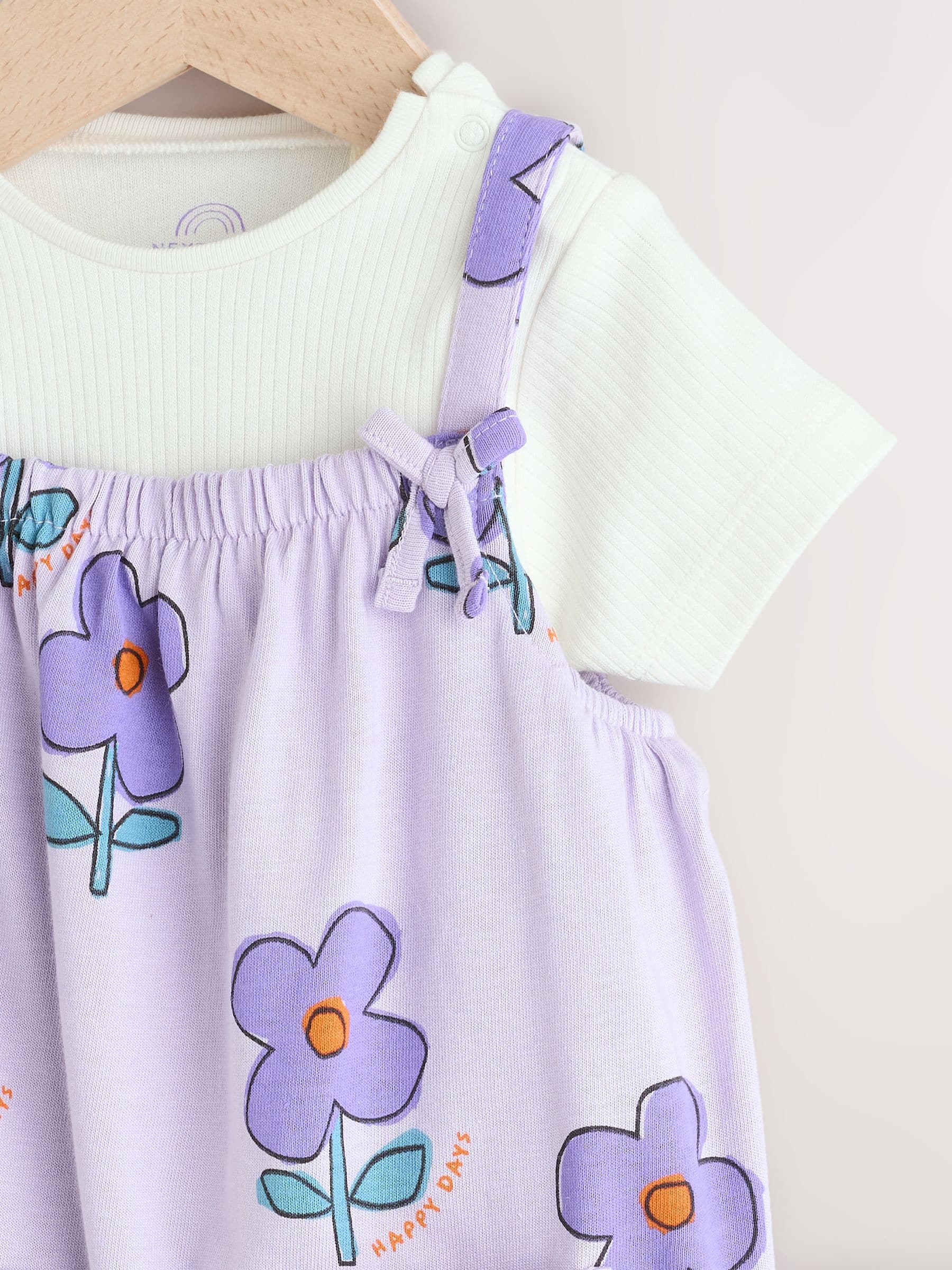 Lilapaars bloem - Babyset van rompertje en Bodysuit (0mnd-3jr) (0mnd-3jr)