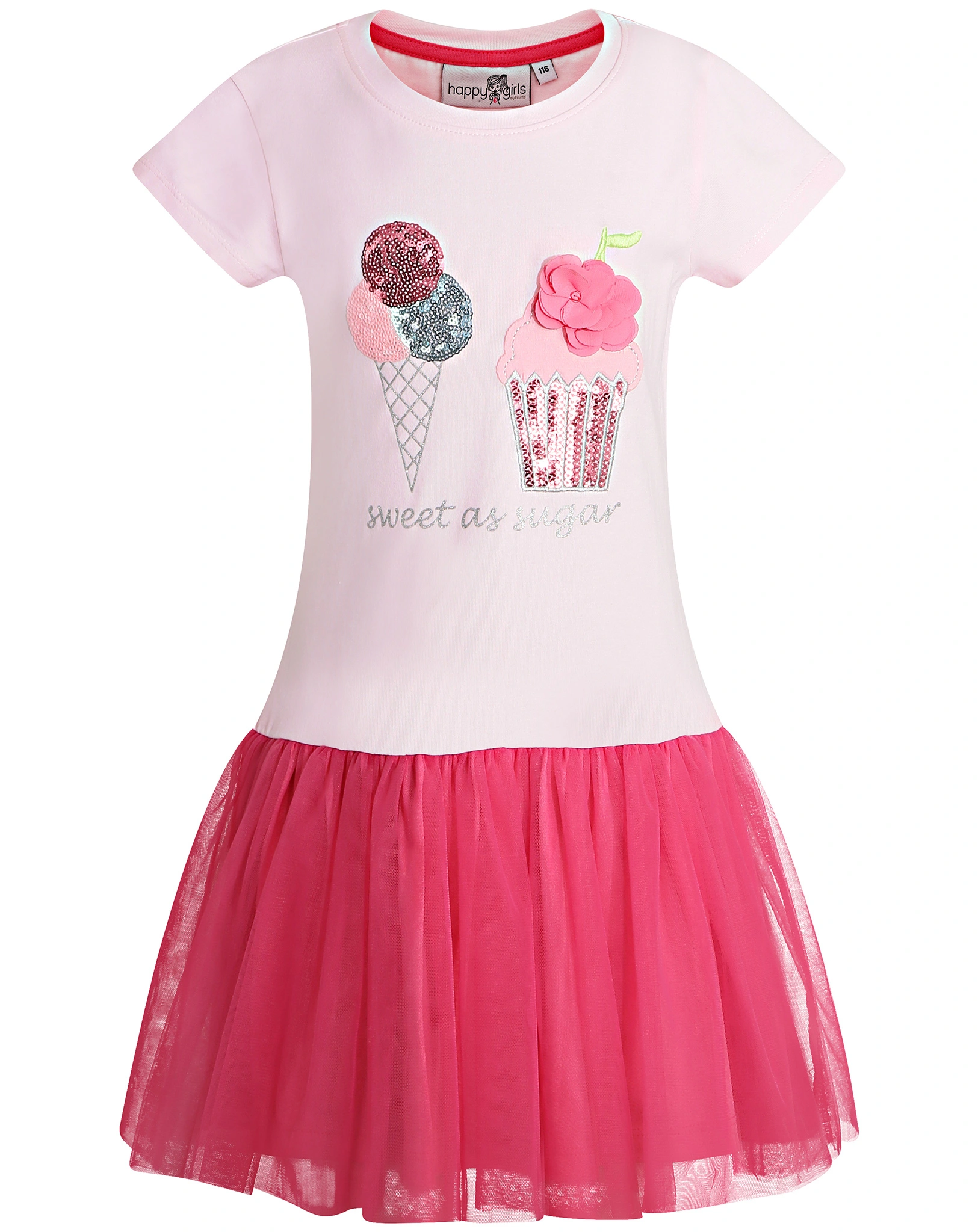 Kurzarm-Kleid SWEET AS SUGAR mit Tüllrock in rose