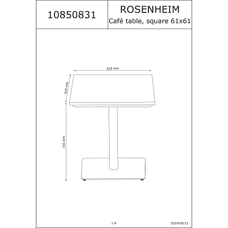 Rosenheim cafébord - firkantet