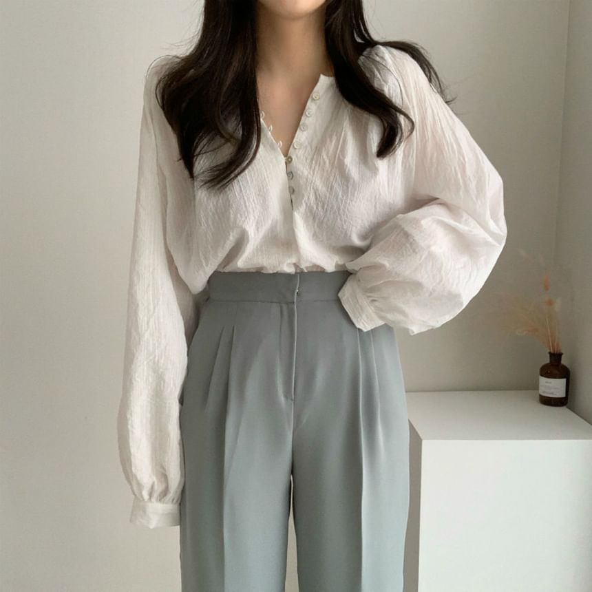 Happo - Henley effen blouse