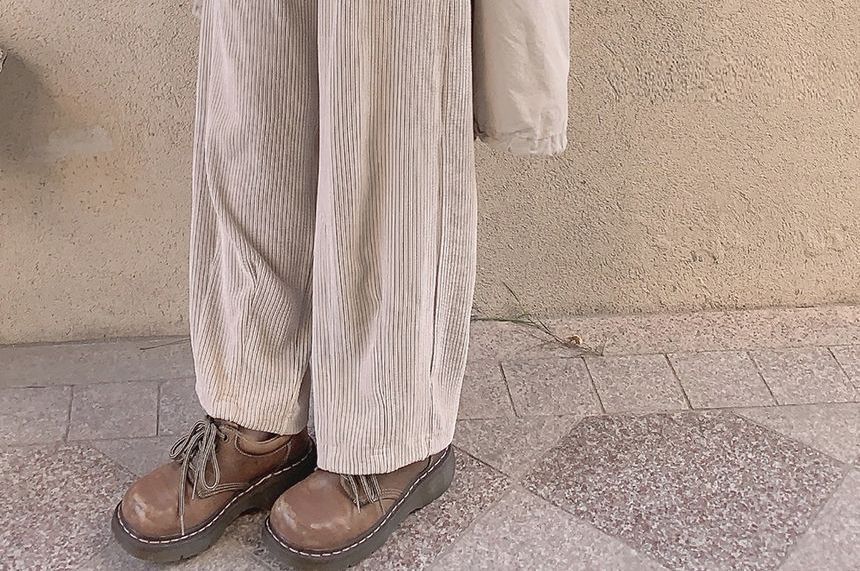 Glotto - Effen corduroy broek met wijde pijpen