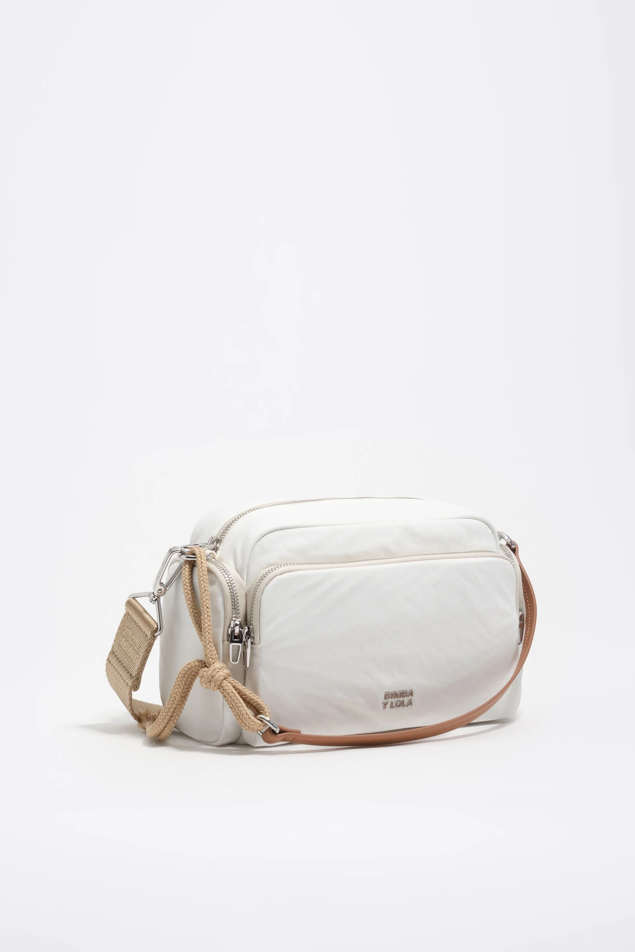 Bolsa de bolso média em náilon branco