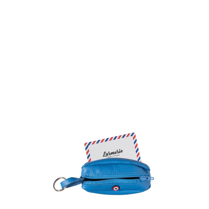 Porte-monnaie Charles Cuir Grainé Ciel bleu