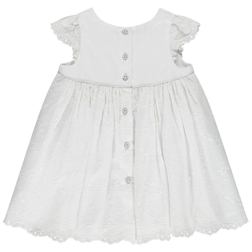 Robe de cérémonie en broderie anglaise pour bébé fille - Blanc
